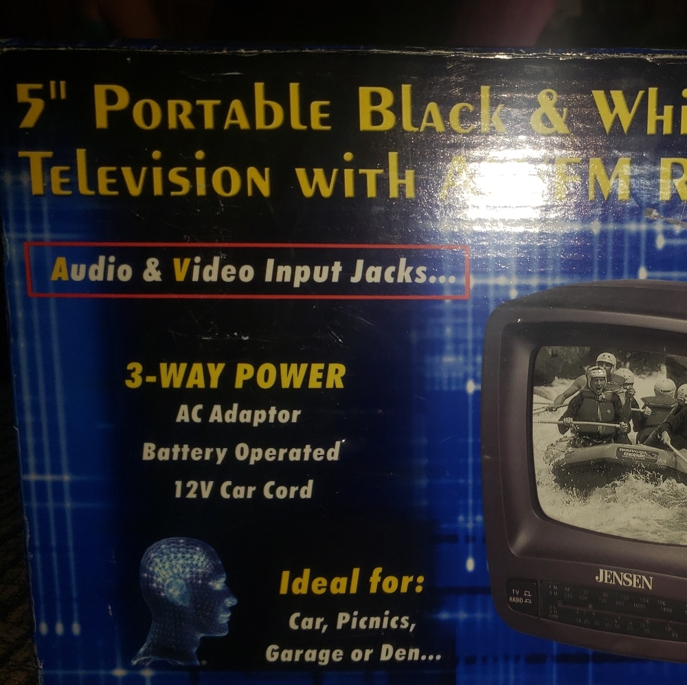 5'' portable black and white television with radio